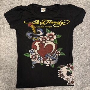 Ed Hardy Black Tee Vintage Small Lust Envy
